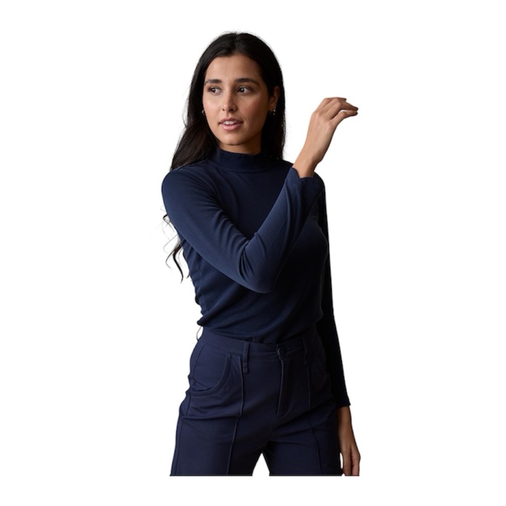 A. Putnam Long Sleeve Keyhole Top Navy Blue Activewear Gym Shirt Top Size Small